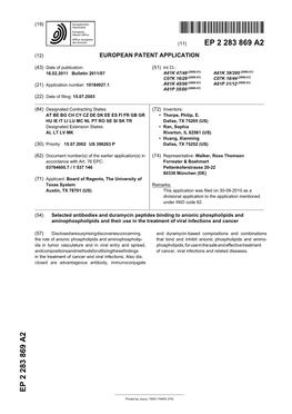 Selected Antibodies and Duramycin Peptides Binding to Anionic Phospholipids and Aminophospholipids and Their Use in the Treatment of Viral Infections and Cancer