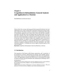 Coopetition in Infomediation: General Analysis and Application to E-Tourism