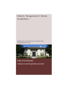 Historic Designation Criteria Guidelines