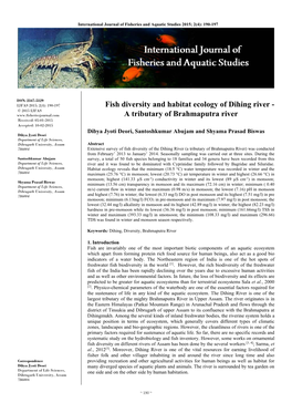 Fish Diversity and Habitat Ecology of Dihing River