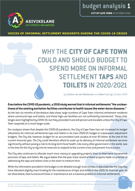 Why the City of Cape Town Could and Should Budget to Spend More on Informal Settlement Taps and Toilets in 2020/2021