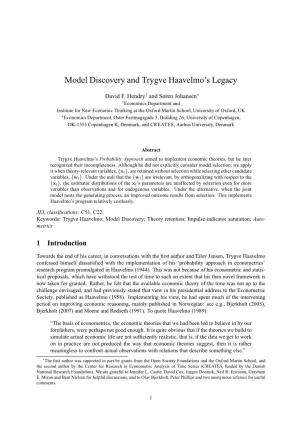 Model Discovery and Trygve Haavelmo's Legacy