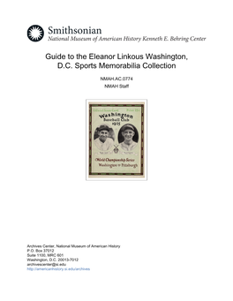 Guide to the Eleanor Linkous Washington, D.C. Sports Memorabilia Collection