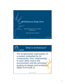 Architecture Deep Dive What Is Architecture?