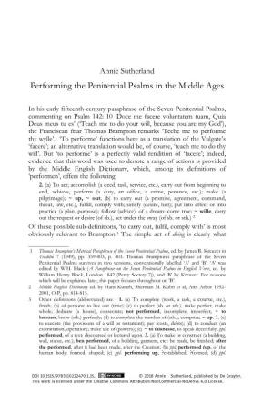 Performing the Penitential Psalms in the Middle Ages