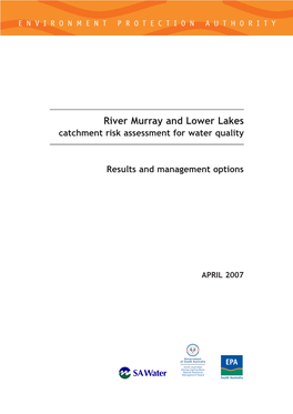 River Murray and Lower Lakes Catchment Risk Assessment for Water Quality