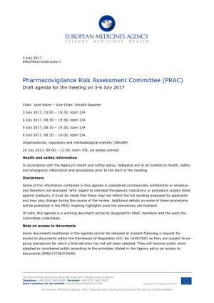 PRAC Draft Agenda of Meeting on 3-6 July 2017