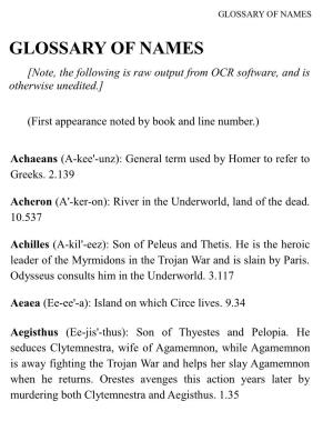 Odyssey Glossary of Names