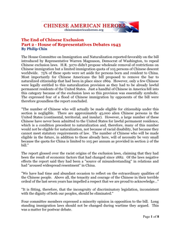 The End of Chinese Exclusion Part 2 - House of Representatives Debates 1943 by Philip Chin