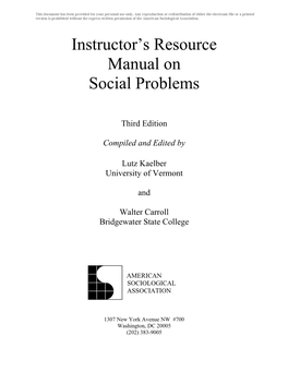 Instructor's Resource Manual on Social Problems