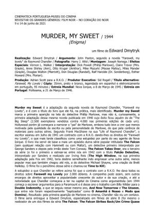 MURDER, MY SWEET / 1944 (Enigma)