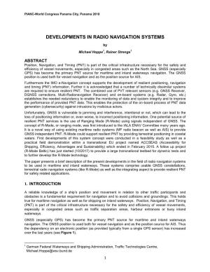 Developments in Radio Navigation Systems