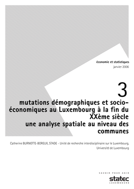 Mutations Démographiques Et Socio- Économiques Au Luxembourg À La Fin Du Xxème Siècle Une Analyse Spatiale Au Niveau Des Communes