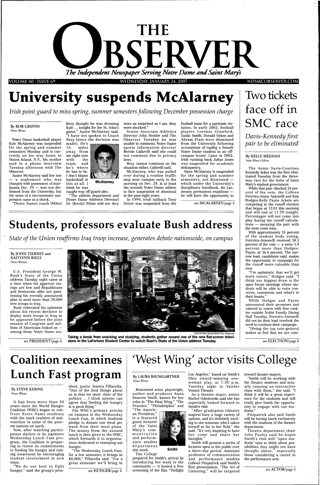 THE University Suspends Mcaiarney