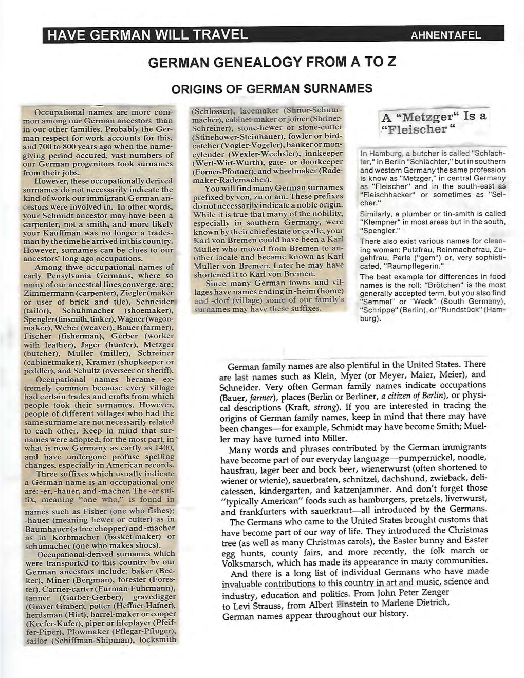 Have German Will Travel German Genealogy from A