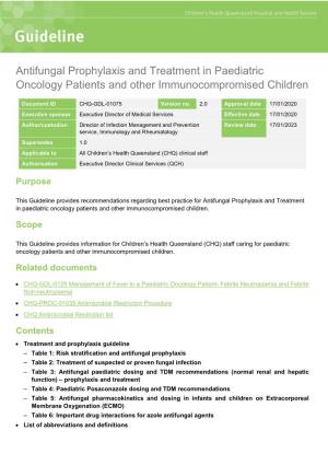 Antifungal Prophylaxis and Treatment in Paediatric Oncology Patients and Other Immunocompromised Children