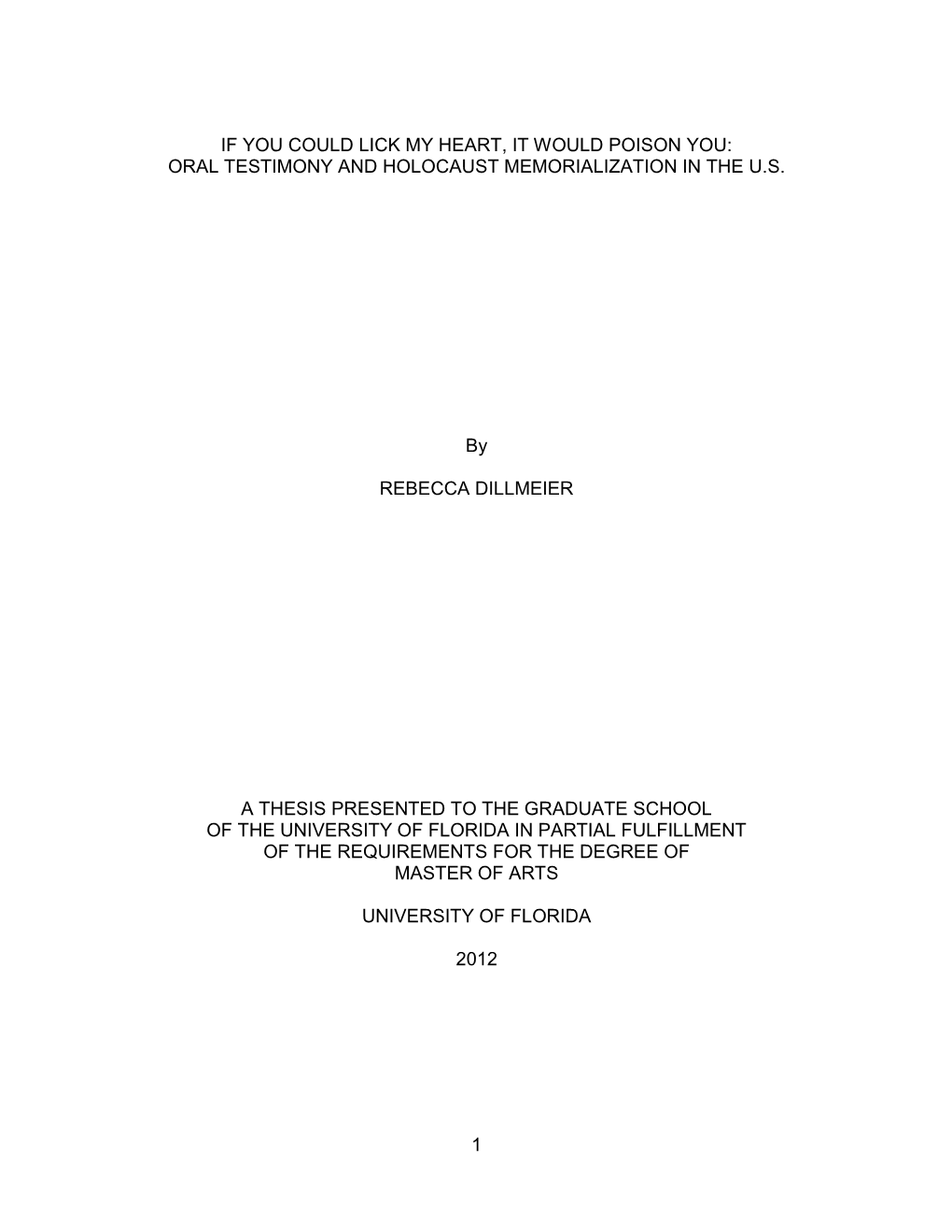 University of Florida Thesis Or Dissertation Formatting