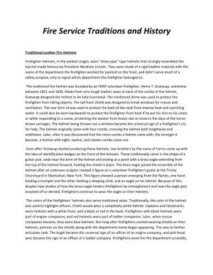 Fire Service Traditions and History