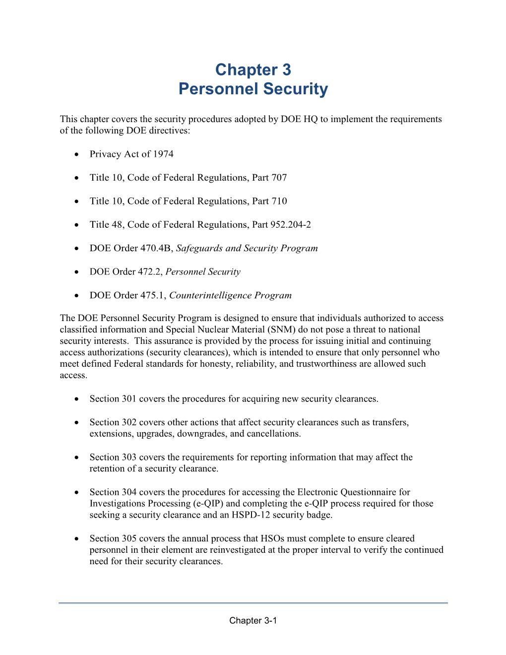Chapter 3 Personnel Security