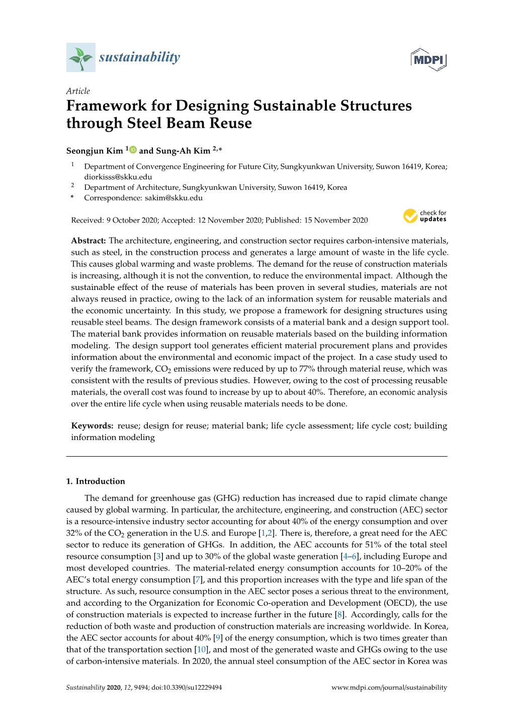 Framework for Designing Sustainable Structures Through Steel Beam Reuse