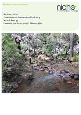 Berrima Colliery Environmental Performance Monitoring Aquatic Ecology Prepared for Boral Cement Limited  24 January 2019