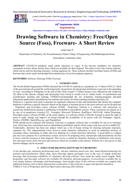 Drawing Software in Chemistry: Free/Open Source (Foss), Freeware- a Short Review