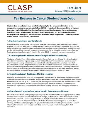 Ten Reasons to Cancel Student Loan Debt