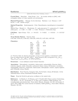 Euchlorine Knacu3o(SO4)3 C 2001-2005 Mineral Data Publishing, Version 1