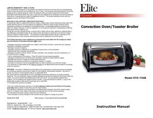 Convection Oven/Toaster Broiler Alternatives Will Be Mailed to You