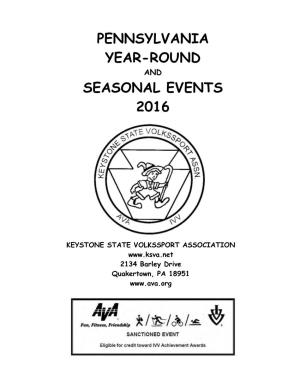 Pennsylvania Year-Round Seasonal Events 2016