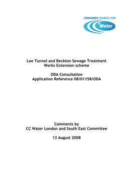 Lee Tunnel and Beckton Sewage Treatment Works Extension Scheme