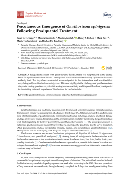 Percutaneous Emergence of Gnathostoma Spinigerum Following Praziquantel Treatment