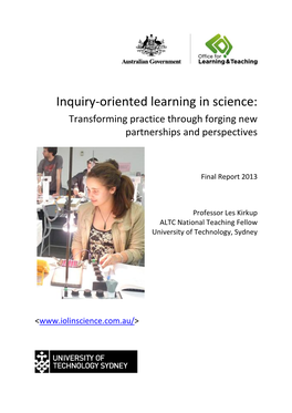 Inquiry-Oriented Learning in Science: Transforming Practice Through Forging New Partnerships and Perspectives