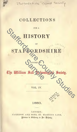Collections for a History of Staffordshire, 1883