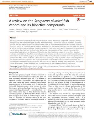 A Review on the Scorpaena Plumieri Fish Venom and Its Bioactive Compounds Fabiana V