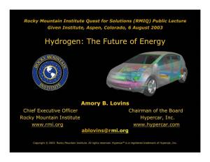 Hydrogen: the Future of Energy