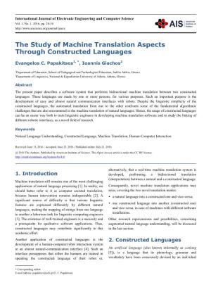 The Study of Machine Translation Aspects Through Constructed Languages