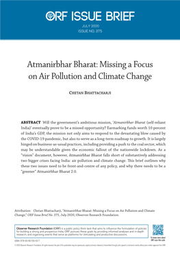 Atmanirbhar Bharat: Missing a Focus on Air Pollution and Climate Change