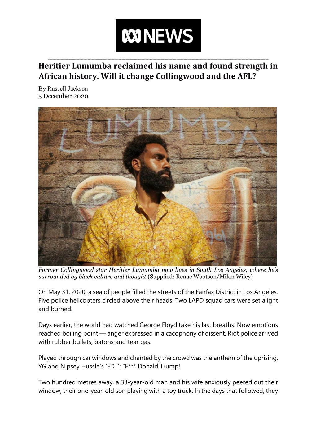 Heritier Lumumba Reclaimed His Name and Found Strength in African History