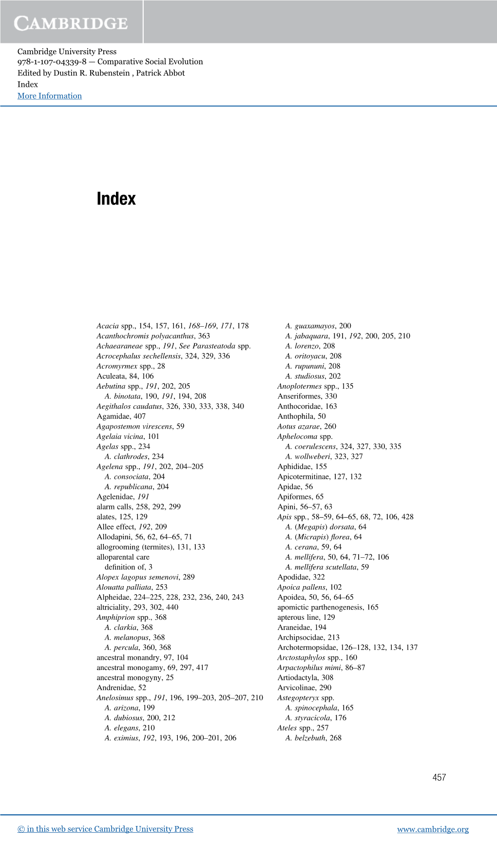 Cambridge University Press 978-1-107-04339-8 — Comparative Social Evolution Edited by Dustin R