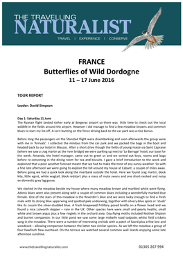 FRANCE Butterflies of Wild Dordogne 11 – 17 June 2016