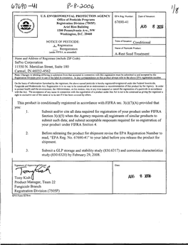U.S. EPA, Pesticide Product Label, A-REST SEED TREATMENT, 08/08/2006