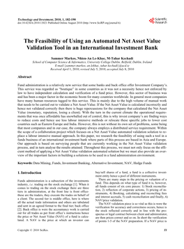 The Feasibility of Using an Automated Net Asset Value Validation Tool in an International Investment Bank