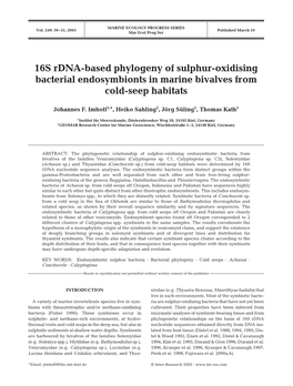 16S Rdna-Based Phylogeny of Sulphur-Oxidising Bacterial Endosymbionts in Marine Bivalves from Cold-Seep Habitats