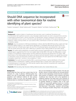 Should DNA Sequence Be Incorporated with Other Taxonomical Data for Routine Identifying of Plant Species?