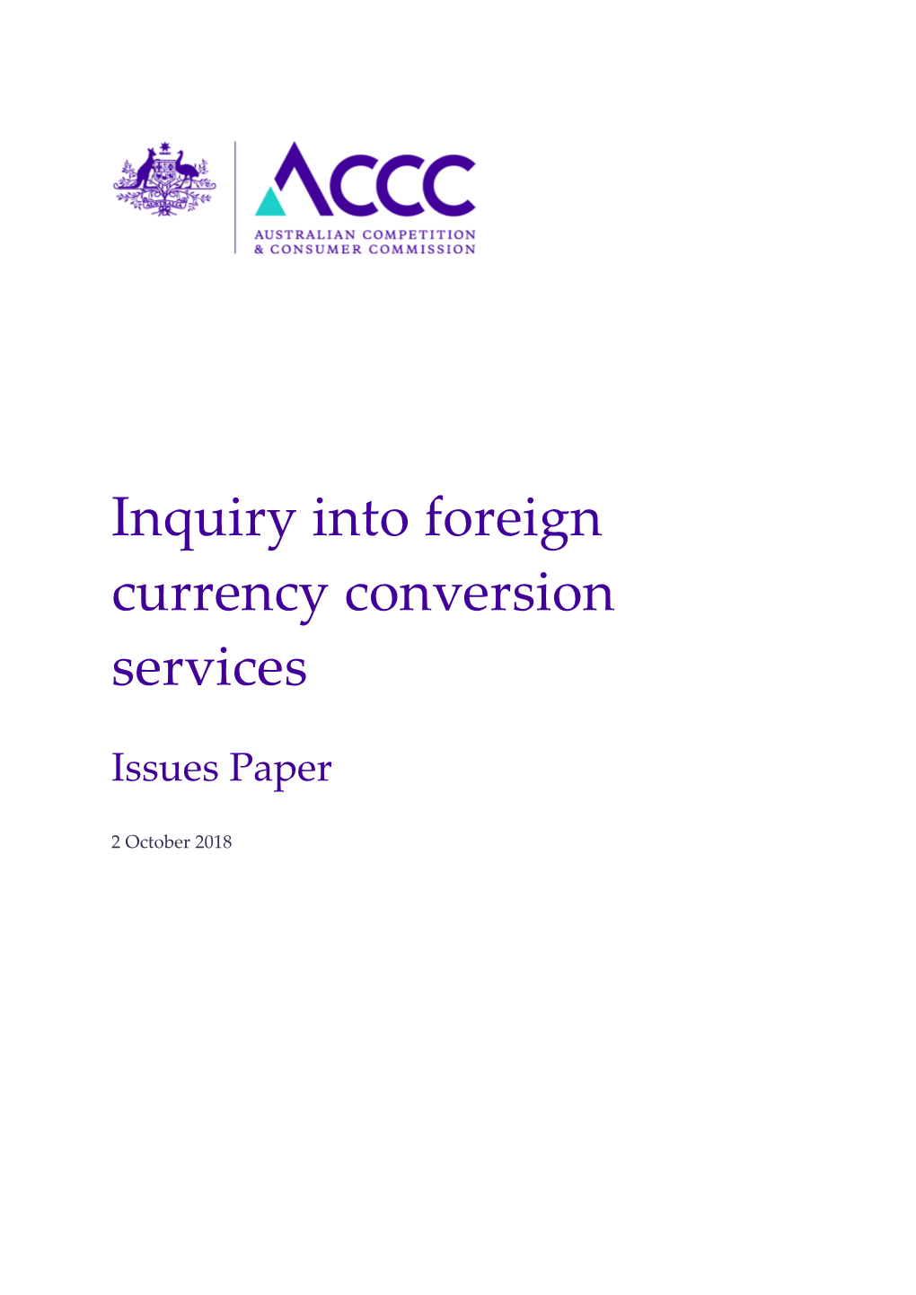 Inquiry Into Foreign Currency Conversion Services