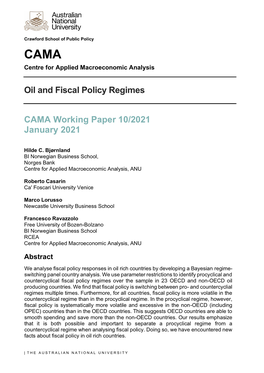 Oil and Fiscal Policy Regimes CAMA Working Paper 10/2021 January 2021