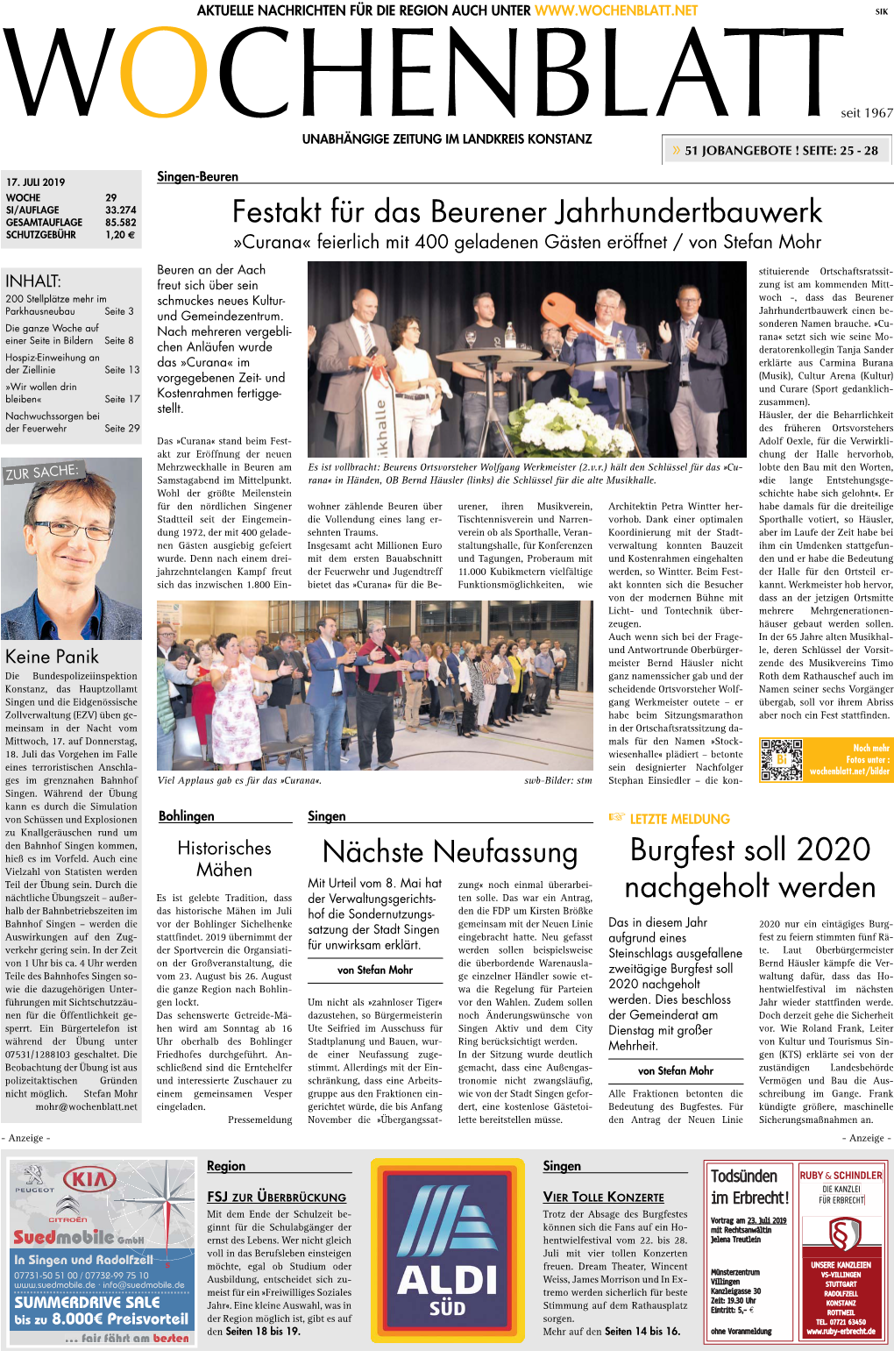 Singener Wochenblatt Vom 17. Juli 2019