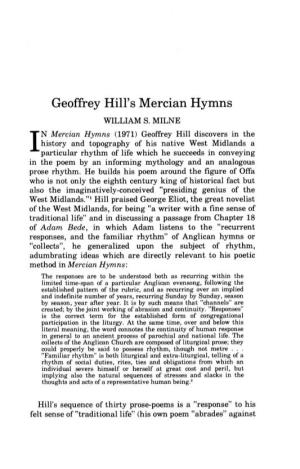 Geoffrey Hill's Mercian Hymns WILLIAM S