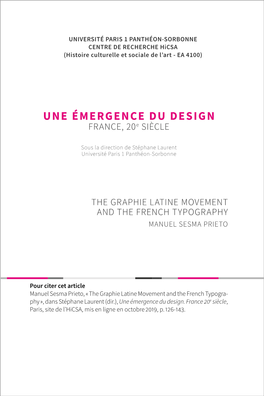 The Graphie Latine Movement and the French Typography Manuel Sesma Prieto